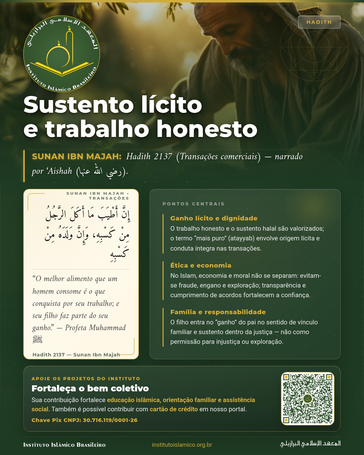Sustento lícito e trabalho honesto